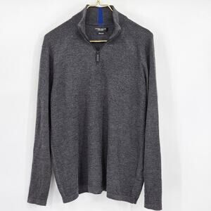 Perry Ellis Men's Motion Merino Blend Pullover Quarter Zip Gray Size Large